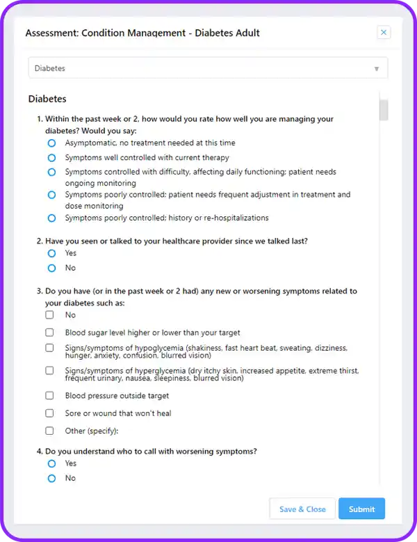 Arcadia Condition Management Screen