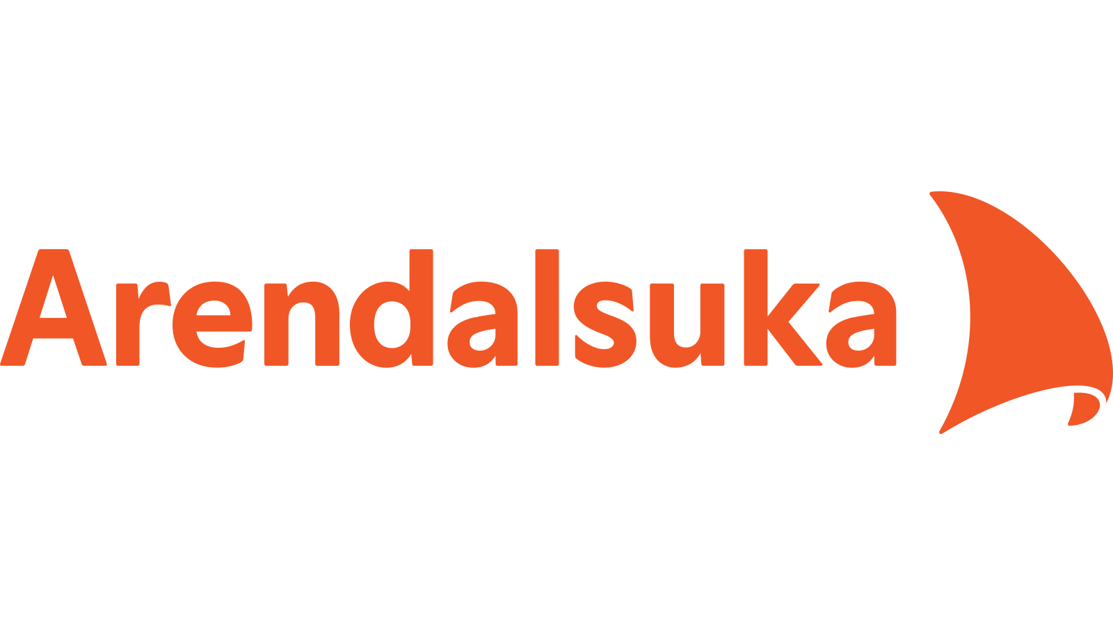 Logo for Arendalsuka i oransje tekst ved siden av det karakteristiske oransje seilsymbolet.