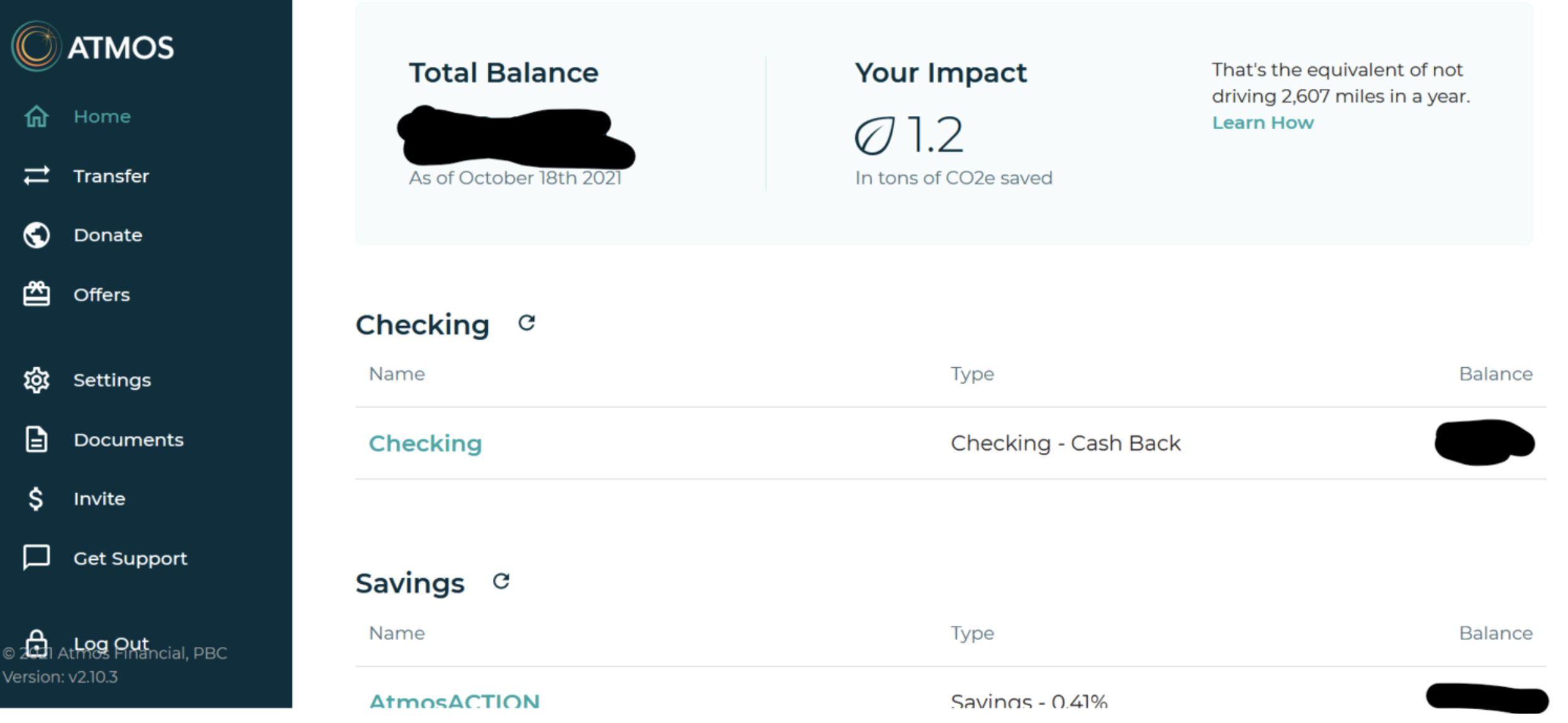 Screenshot of Atmos bank