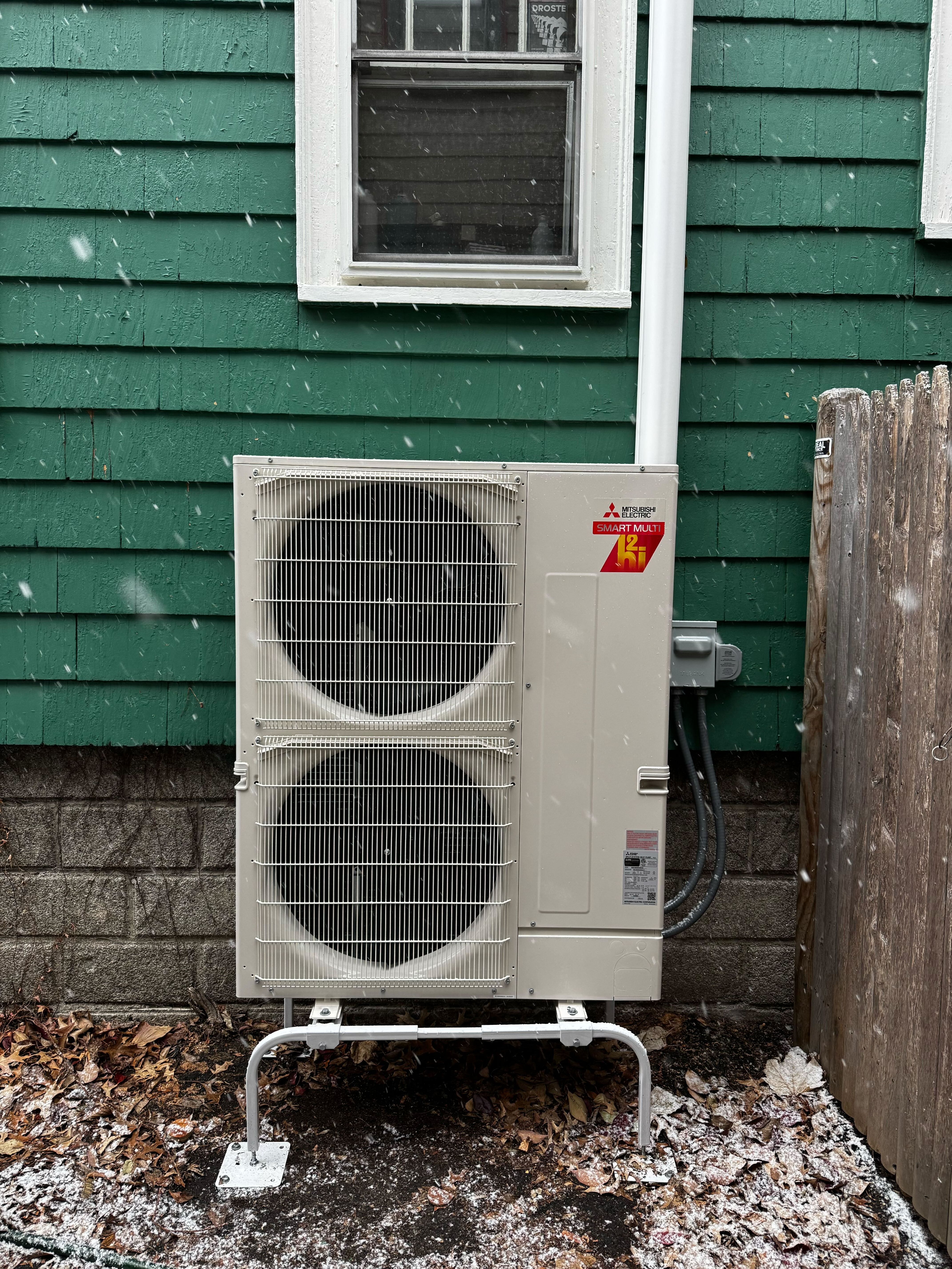 Heat pump in the snow