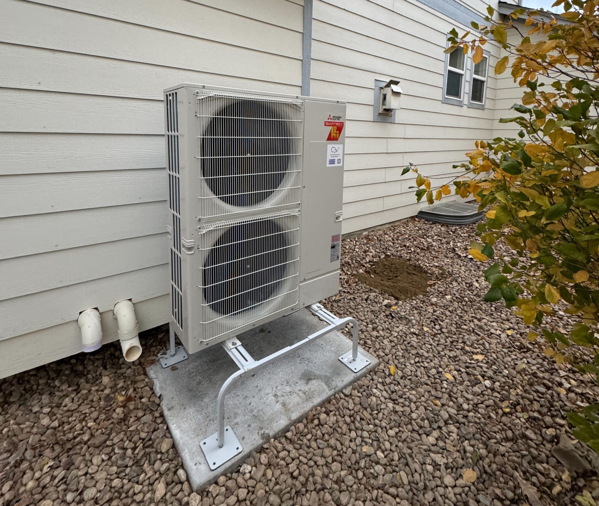Heat pump outside of home fall