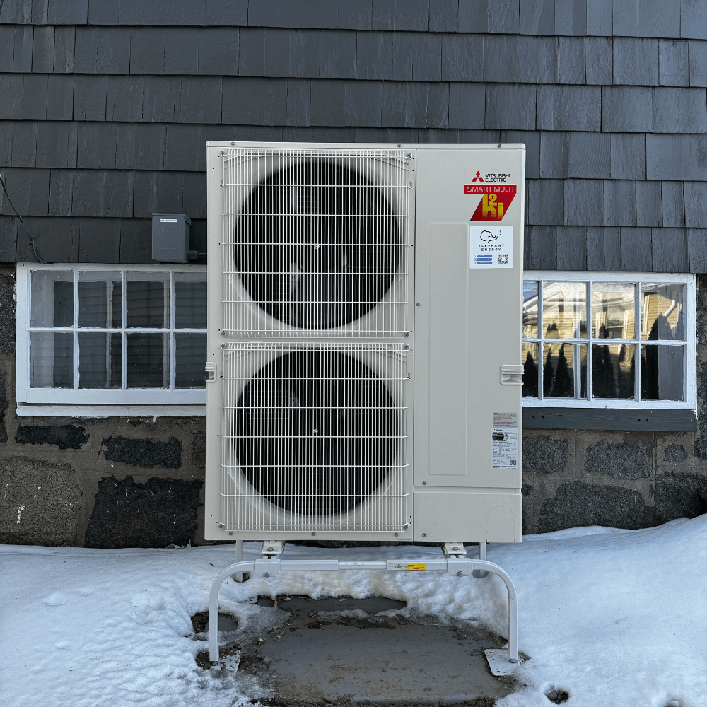 Heat pump in snow