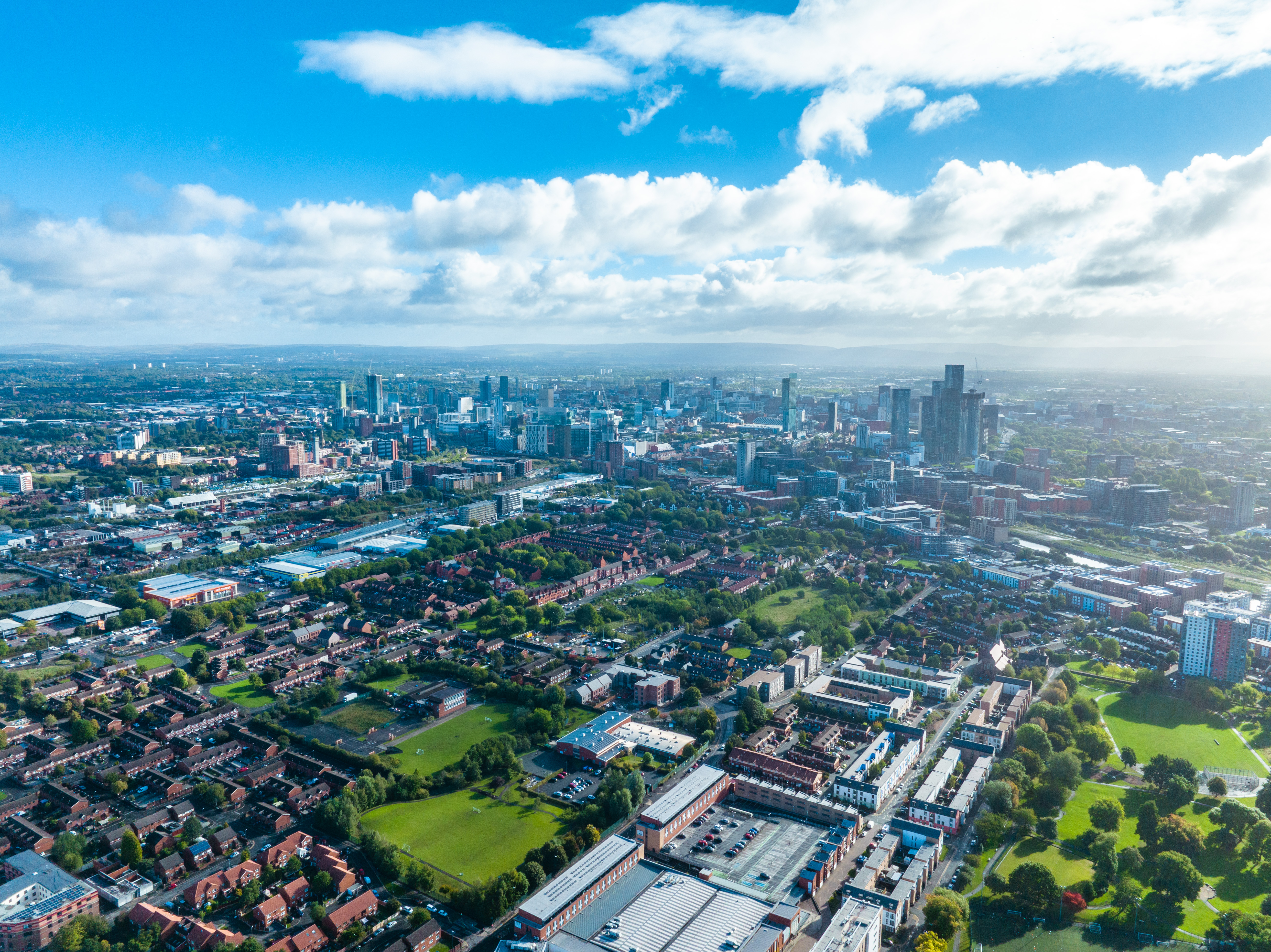 Aerial Cityand Suburbs Manchester