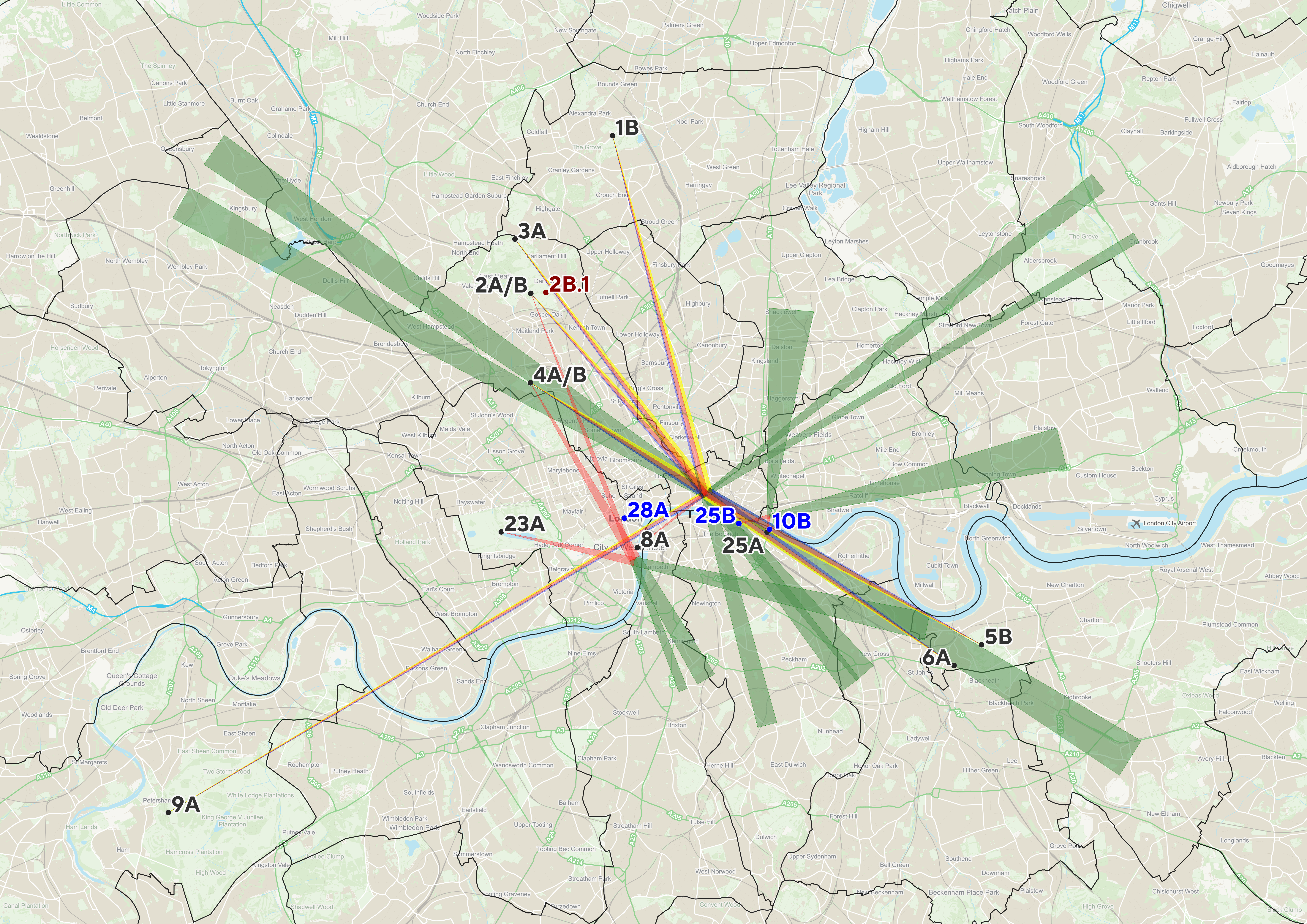 Map illustrating the London Plan Strategic Views, for context only. Data to create the map was taken from the Draft London View Management Framework.