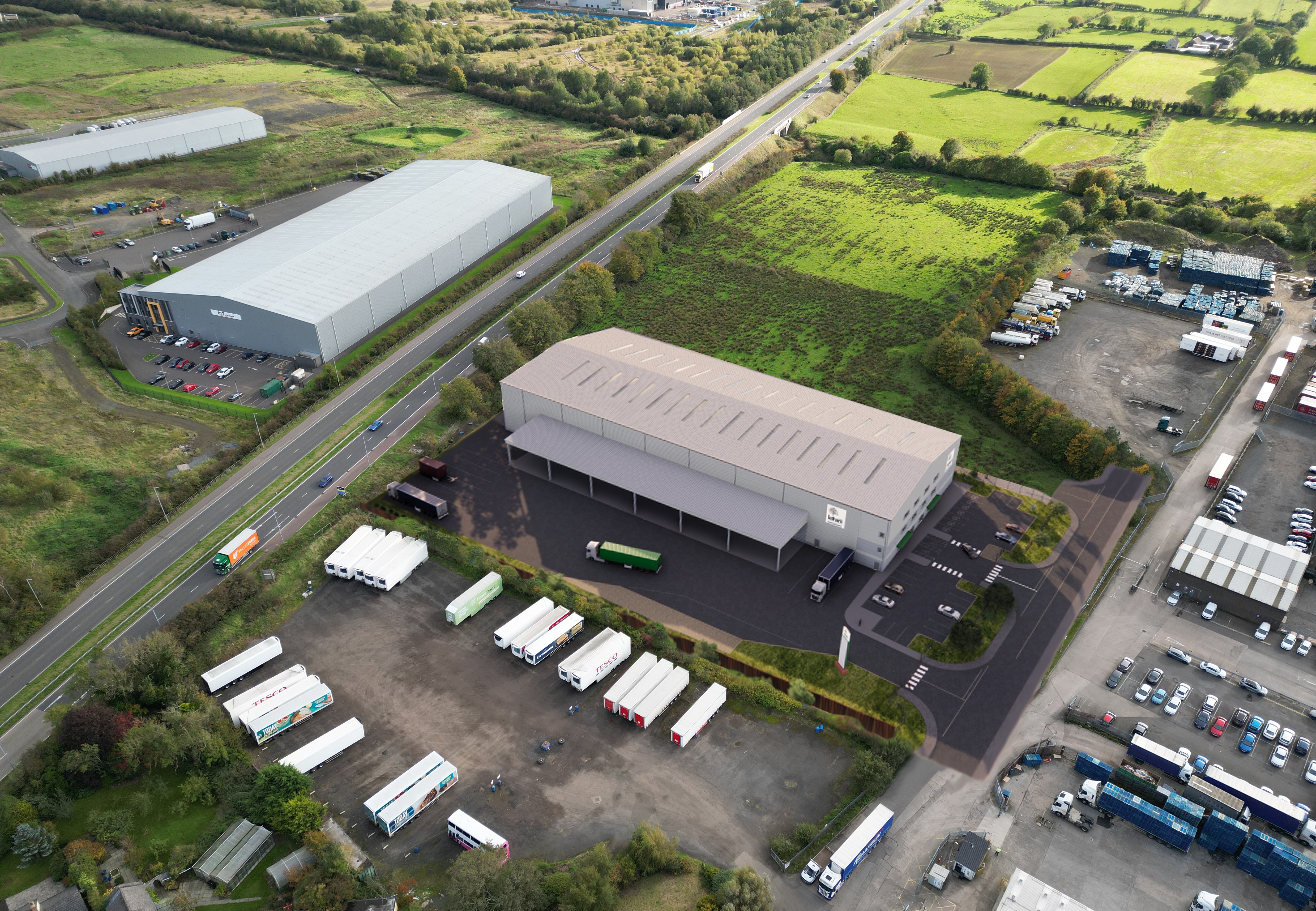 CGI of the approved development located at Ballyearl Business Park.