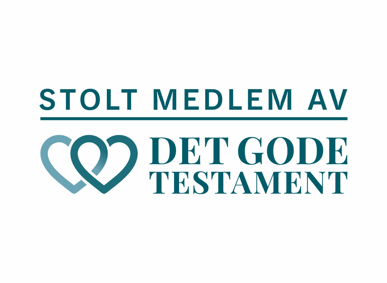 Foto: av grønn logo på hvit bakgrunn der det står "Stolt medlem av  Det gode testament".