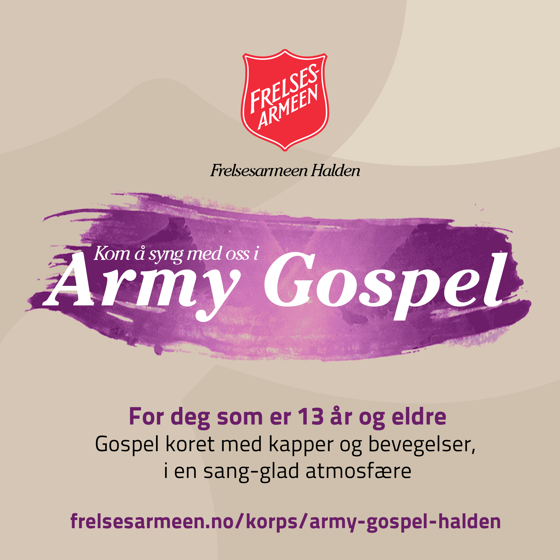 Reklame for Army Gospel. For deg som er 13 år eller eldre.