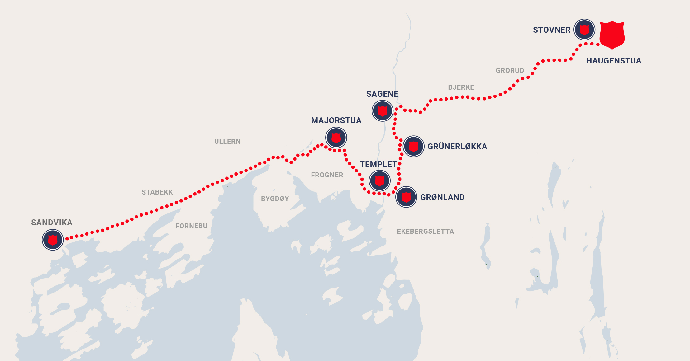 Kart over Oslo - løperuten.