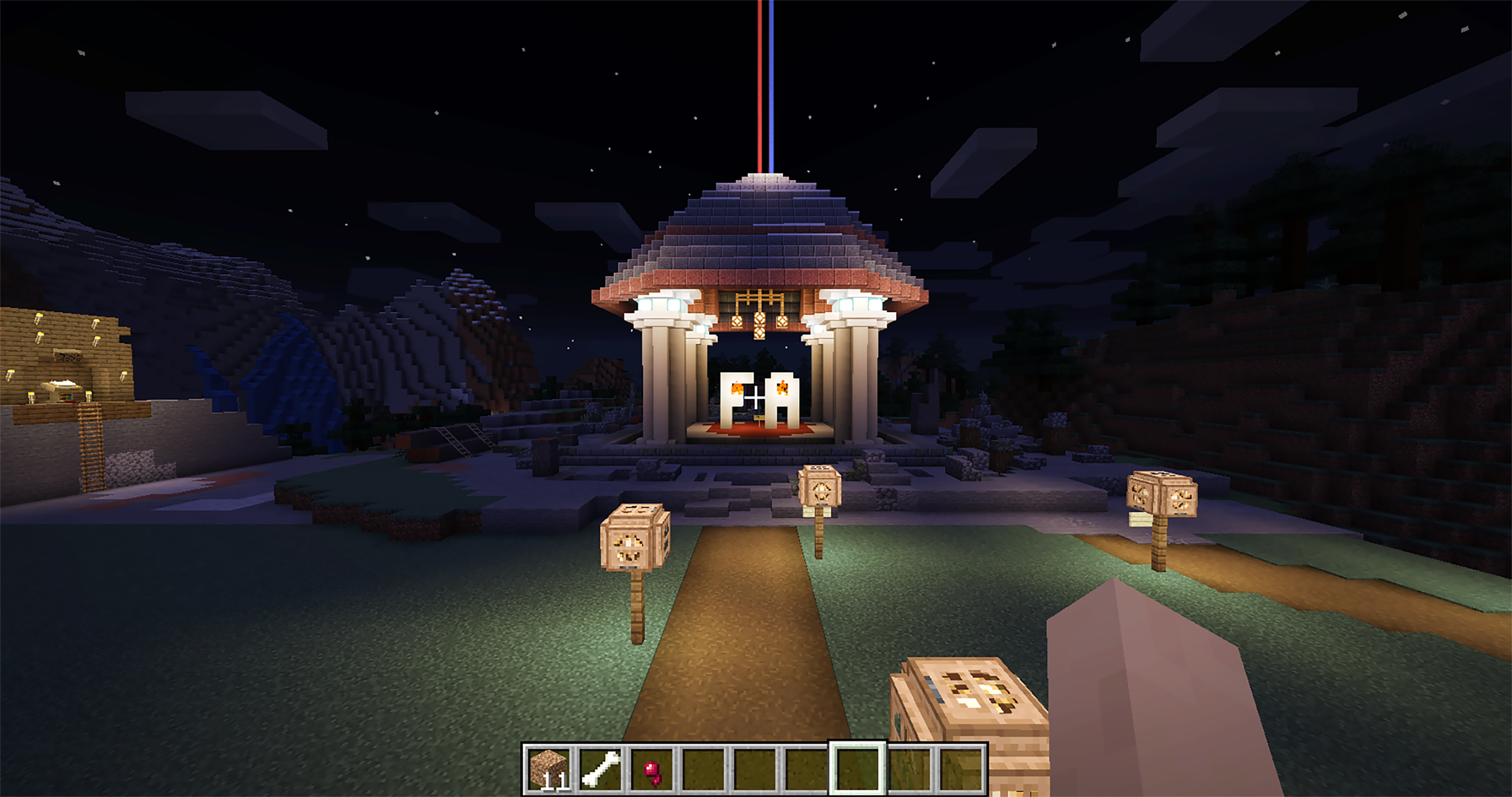 Bildet viser et screenshot av en plass tilegnet Frelsesarmeen i spillet Minecraft.