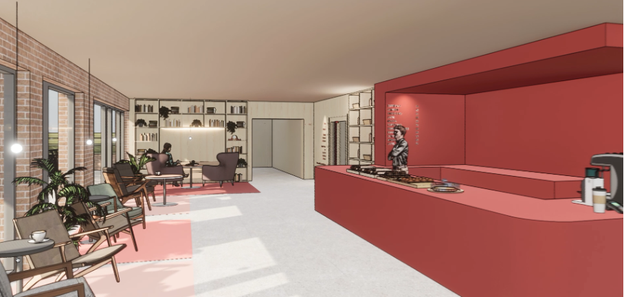 Illustrasjon: To arkitekttegninger ved siden av hverandre.