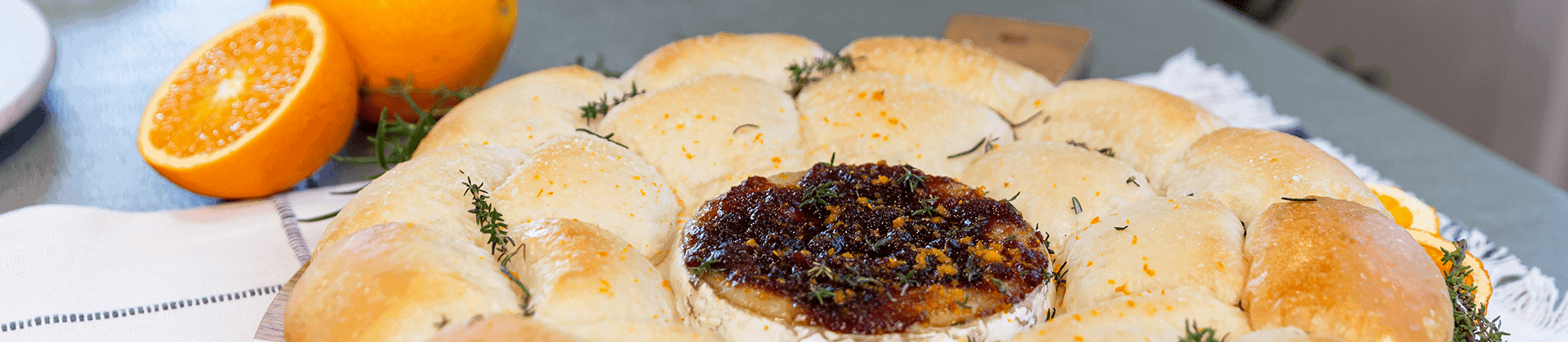 Baked Camembert Wreath with Navel Orange & Cranberry