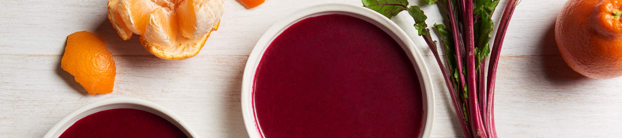 Spice Orange Beet Soup with Coconut Yogurt