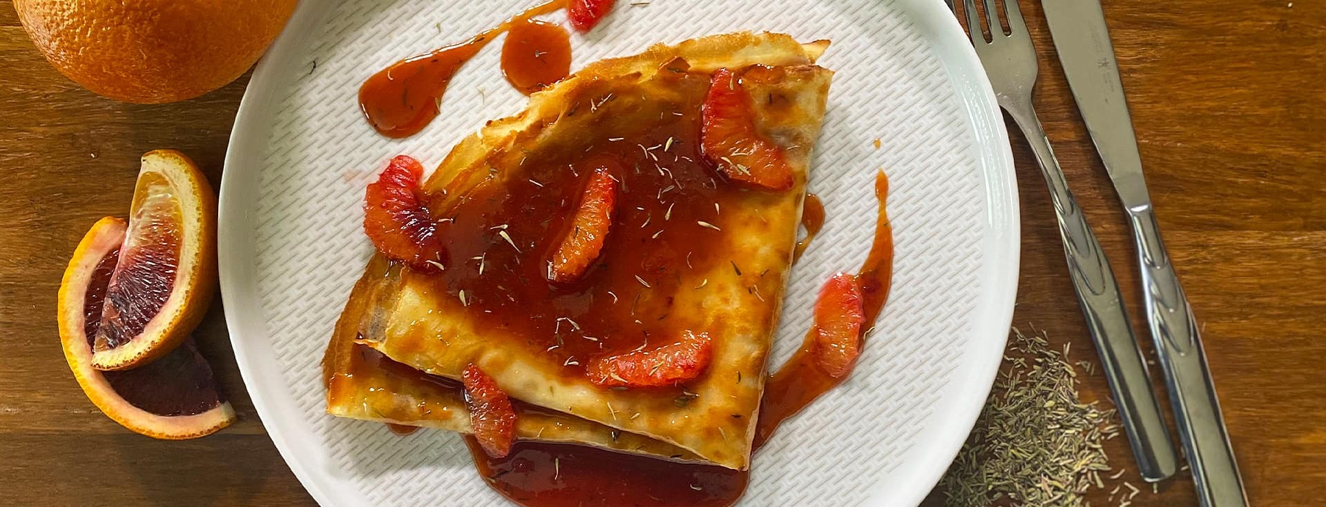 BLOOD ORANGE CREPES SUZETTE