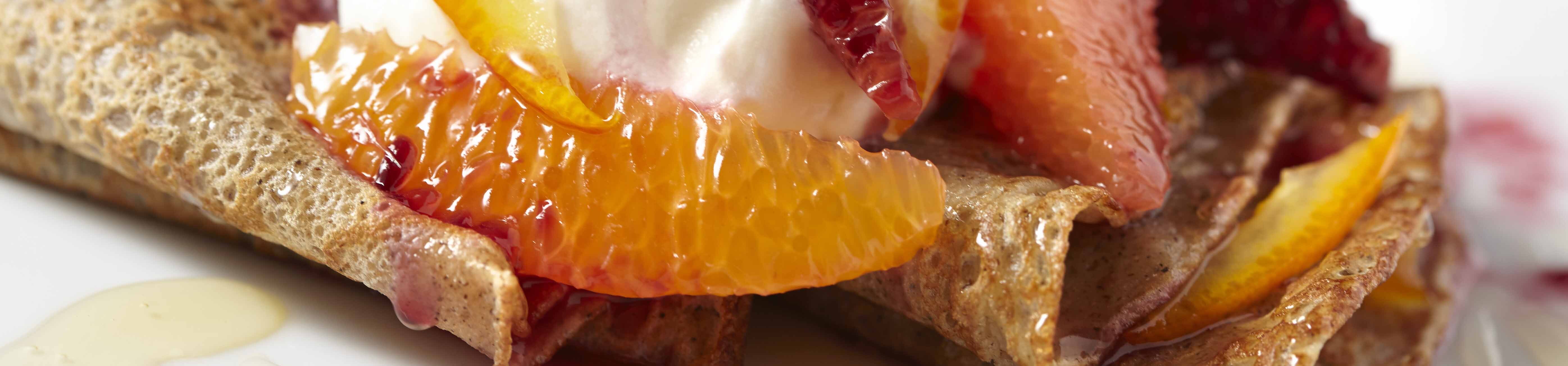 Honey Buckwheat Crepes with Citrus Compote