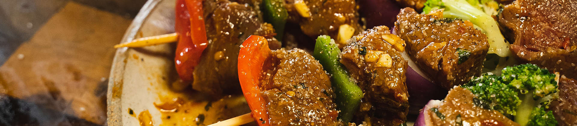 Orange and Harissa Glazed Beef Kebabs