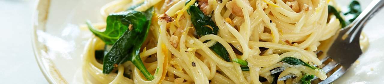 Spaghetti with Mascarpone, Lemon and Walnuts
