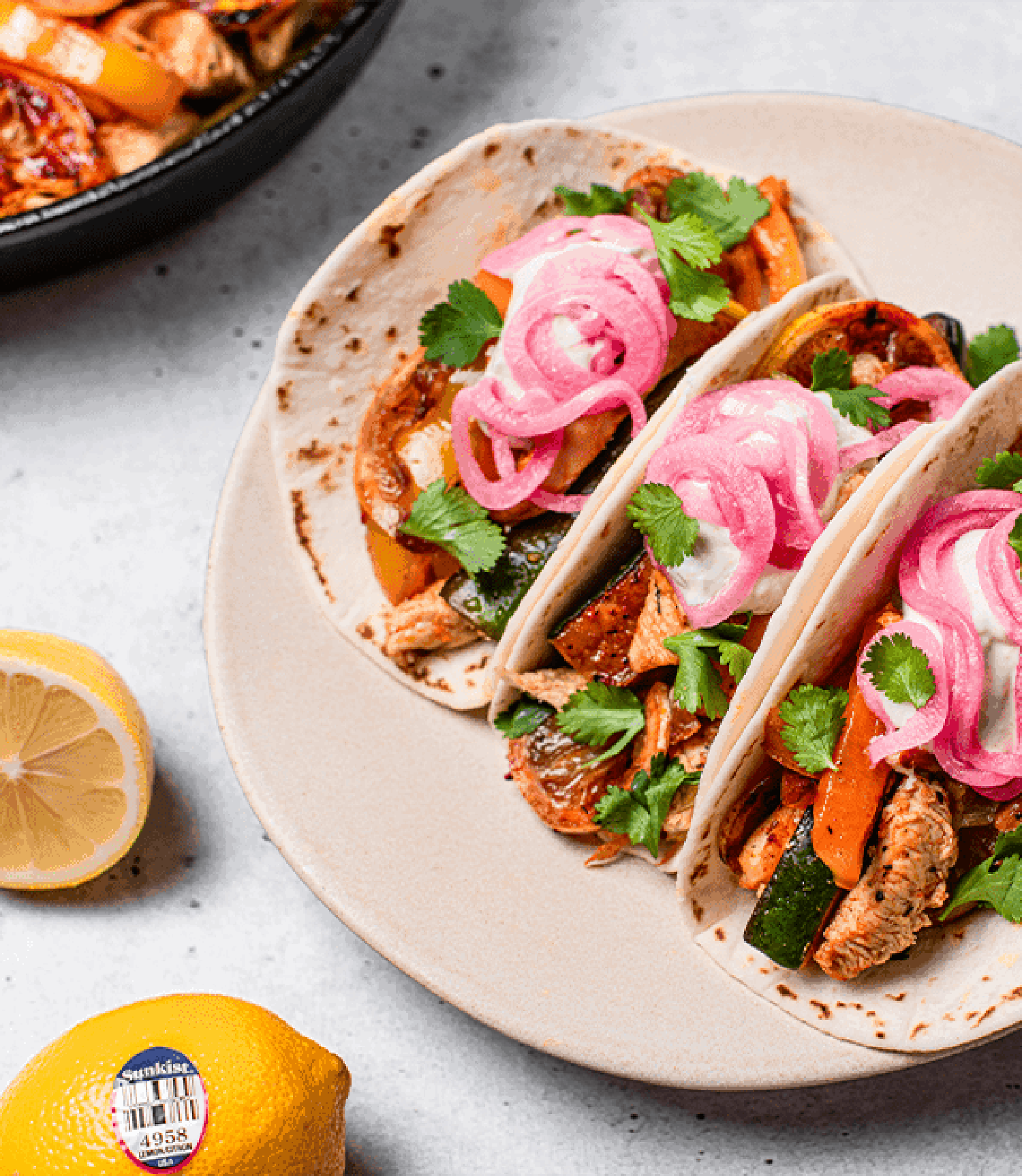 Lemon Pepper Fajitas with Lemon Cumin Cream