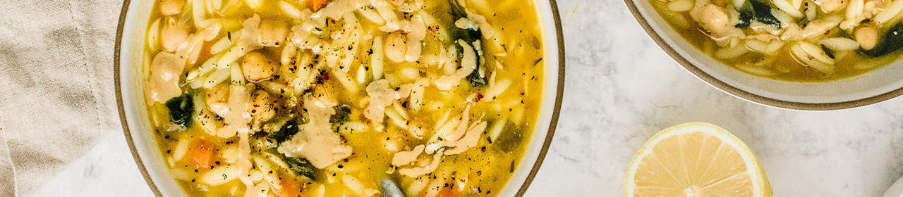 LEMON CHICKPEA ORZO SOUP
