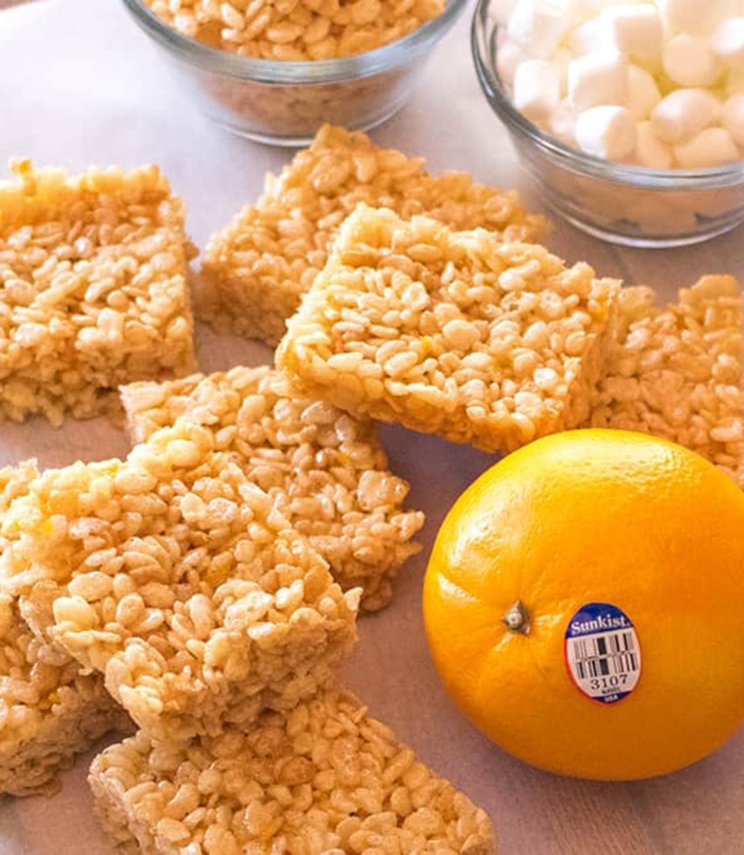 Orange Crispy Rice Cereal Treats