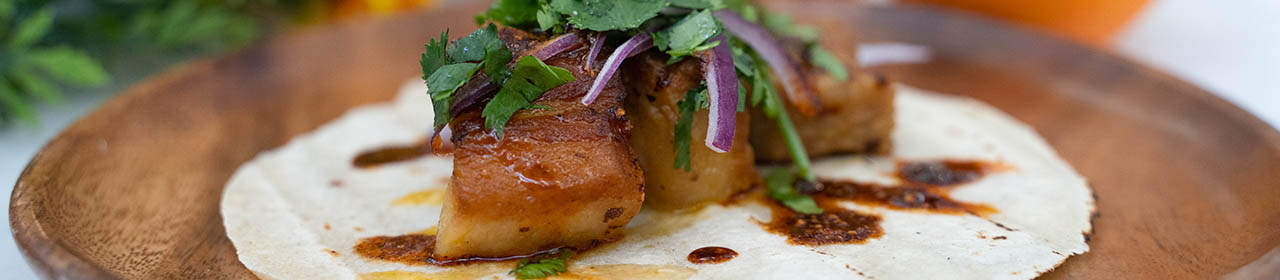 Cara Cara Orange Glazed Pork Belly Tacos