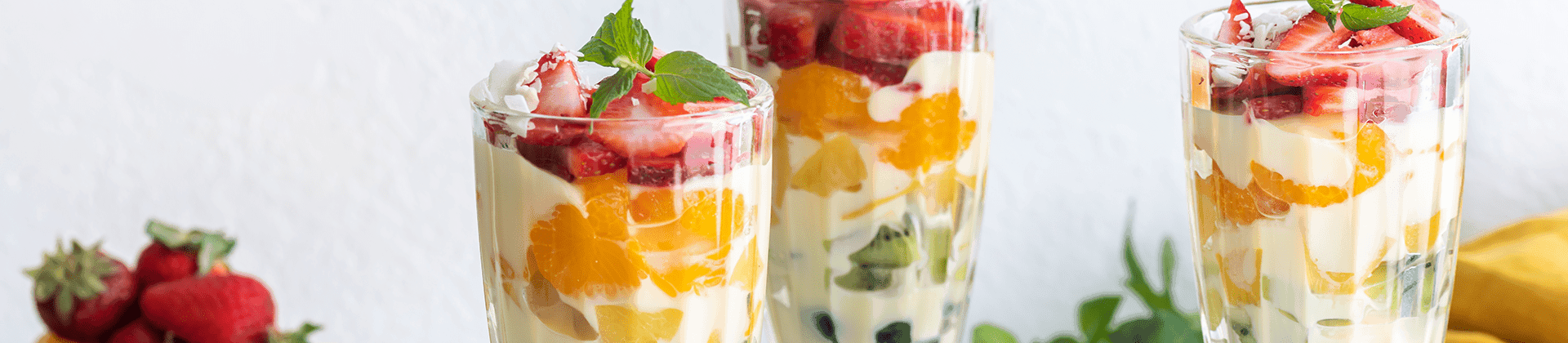 Rainbow Fruit Parfait with Lemon Pudding