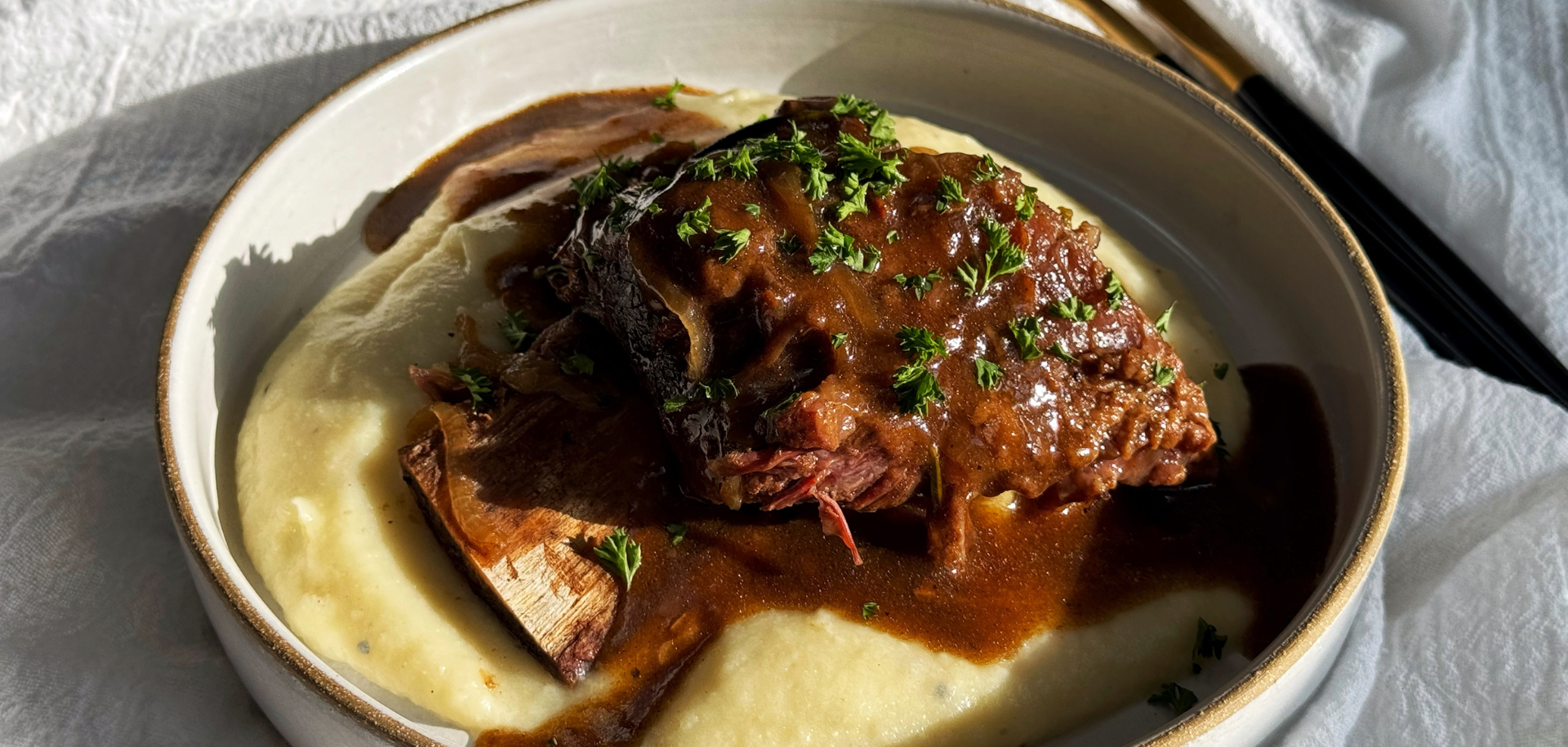Balsamic Blood Orange Braised Short Ribs with Cauliflower Potato Mash