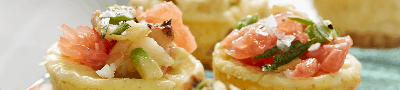 Savory Cheesecake Bites with Crab, Grapefruit and Avocado