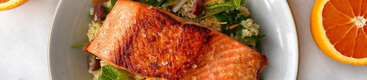 Salmon Quinoa Bowls with Orange Vinaigrette