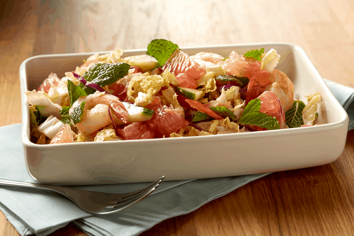 Spicy Shrimp, Pummelo and Mint Salad