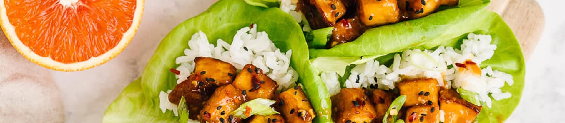 Vegan Orange Tofu Lettuce Wraps