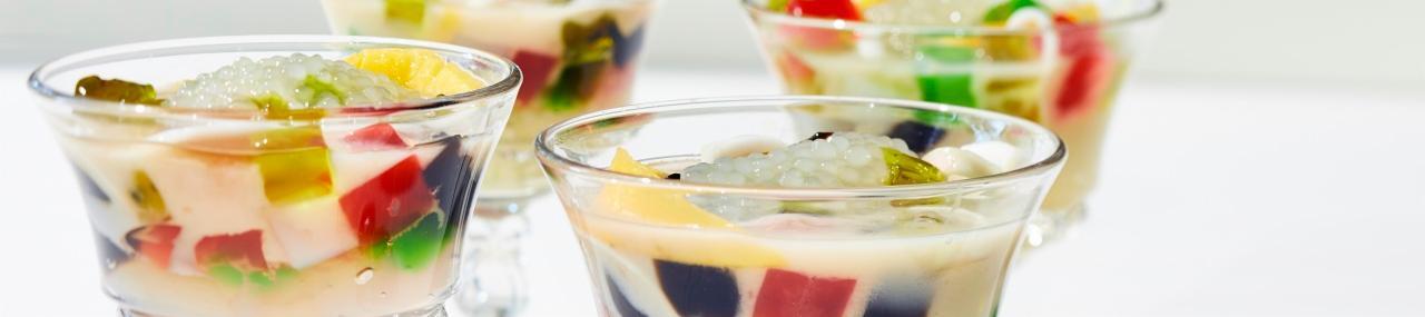 Sunkist® Meyer Lemon Sago “Soup” with Nata de Coco, Mango, and Yakult