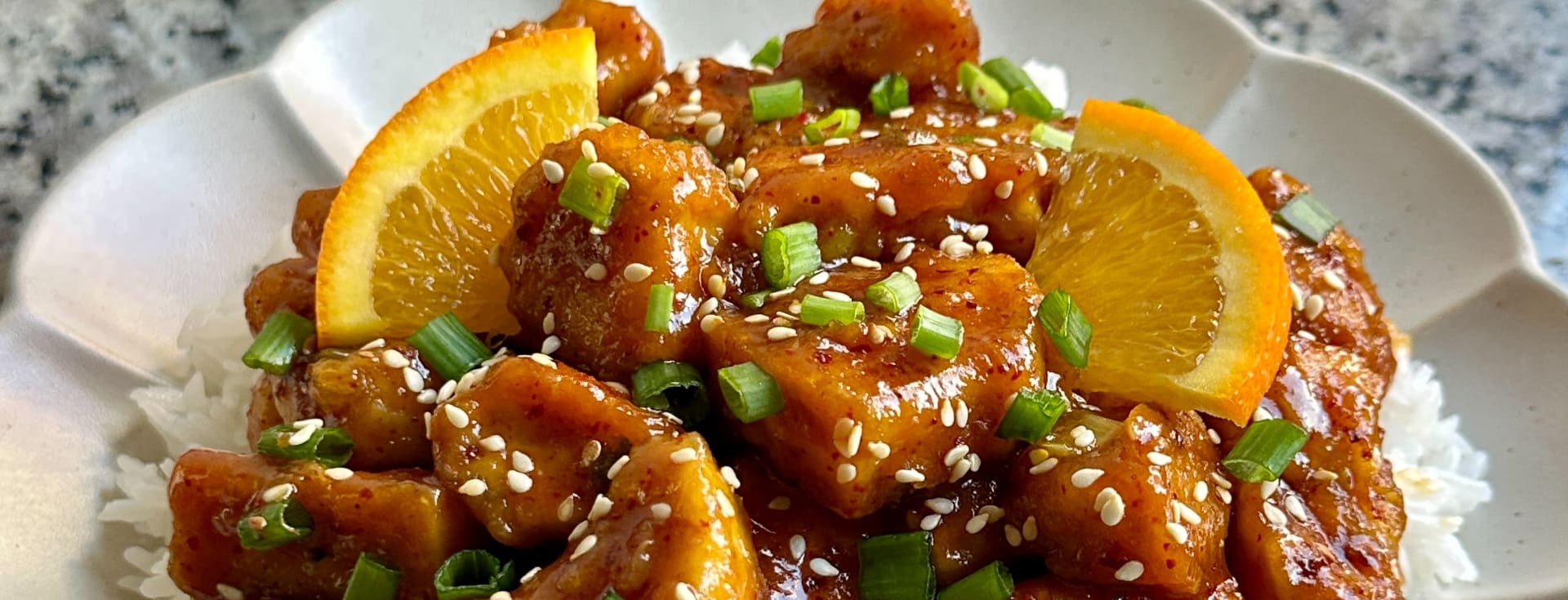 CRISPY ORANGE ‘CHICKEN’ FAKEAWAY using Sunkist Navel orange