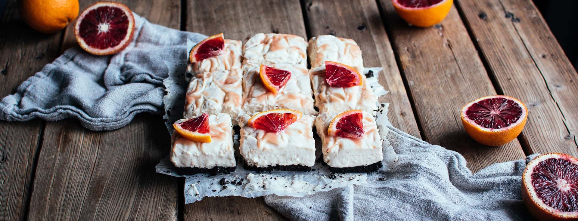 Sunkist® Blood Orange Curd No Bake Cheesecake Bars