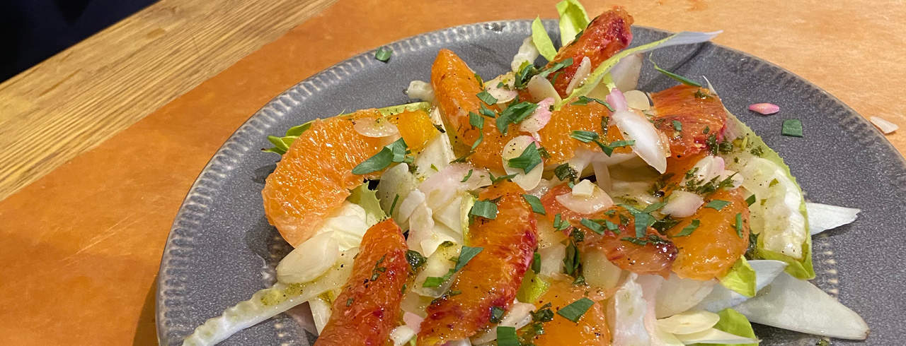 BITTER AND SWEET SALAD WITH MIMOSA VINAIGRETTE
