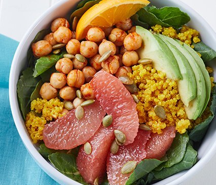 Grapefruit Avocado Power Bowl with Orange Turmeric Quinoa