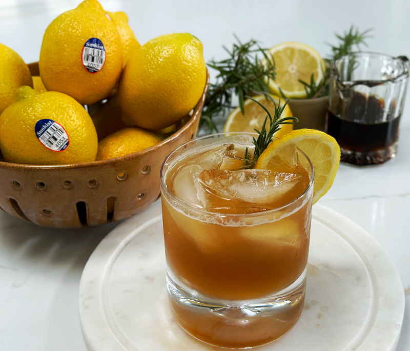 Smoked Bourbon Lemon Rosemary Cocktail *Mocktail friendly*