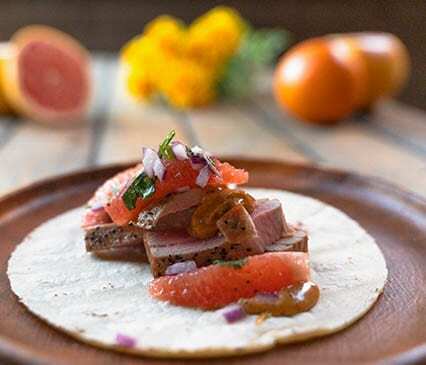 Ahi Tuna Tacos with Grapefruit Salsa