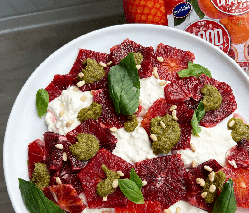 Blood Orange, Burrata & Pesto Salad