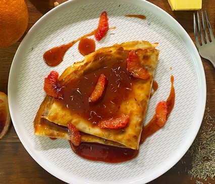 BLOOD ORANGE CREPES SUZETTE