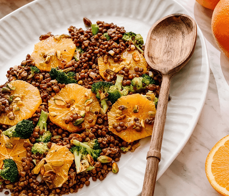 Broccoli Orange Lentil Salad