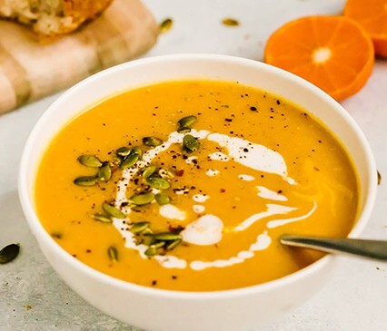 BUTTERNUT SQUASH SOUP WITH ORANGE AND GINGER
