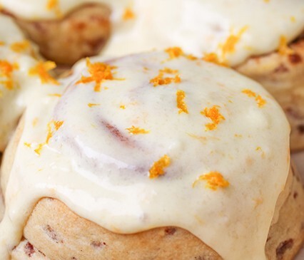 Orange Cream Cheese Frosted Cinnamon Rolls