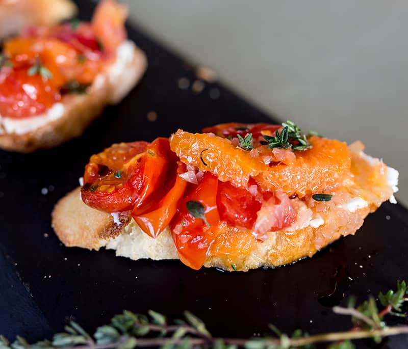 Roasted Blood Orange and Cara Cara Bruschetta
