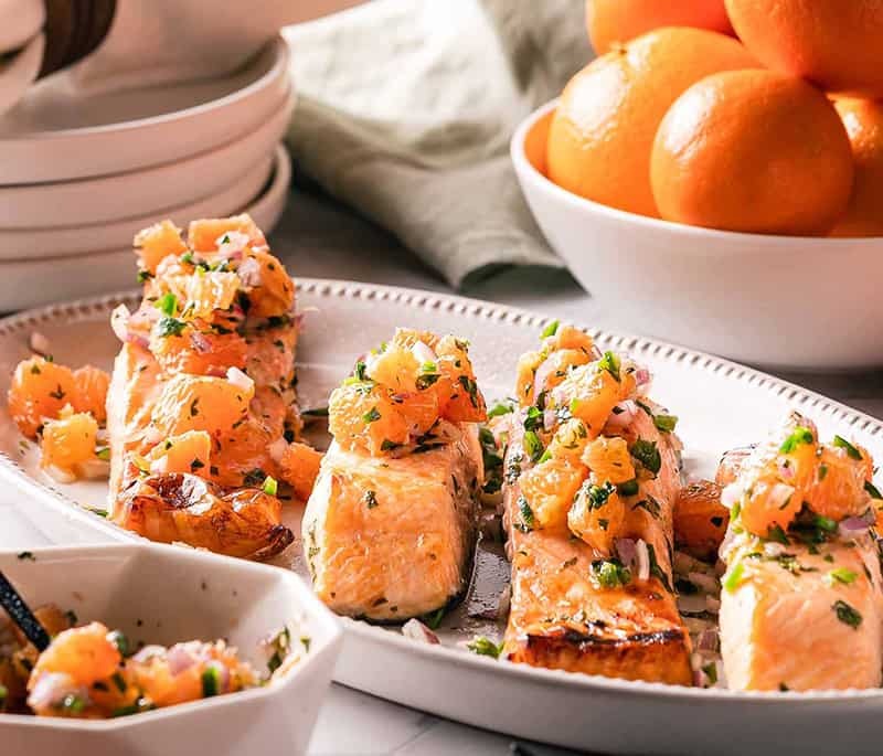 Citrus Herb Salmon with Orange Red Onion Salsa