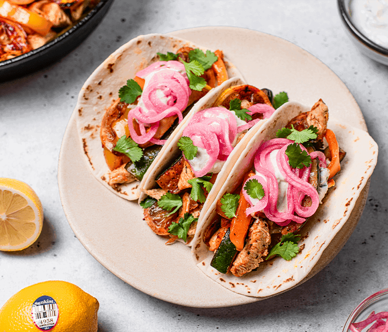 Lemon Pepper Fajitas with Lemon Cumin Cream