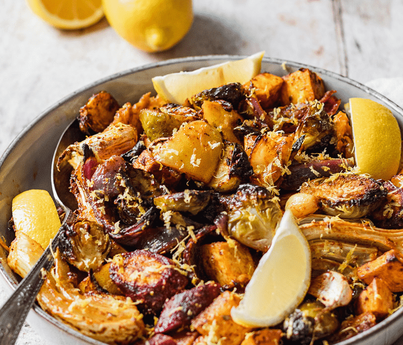 Lemony Roasted Winter Vegetables