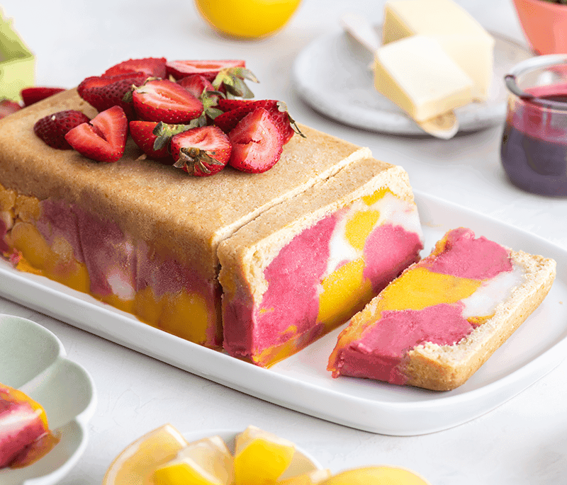 Marbled Sorbet Loaf with Berry Sauce