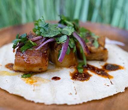 Cara Cara Orange Glazed Pork Belly Tacos