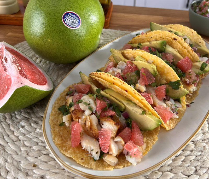 Pummelo Salsa Fish Tacos