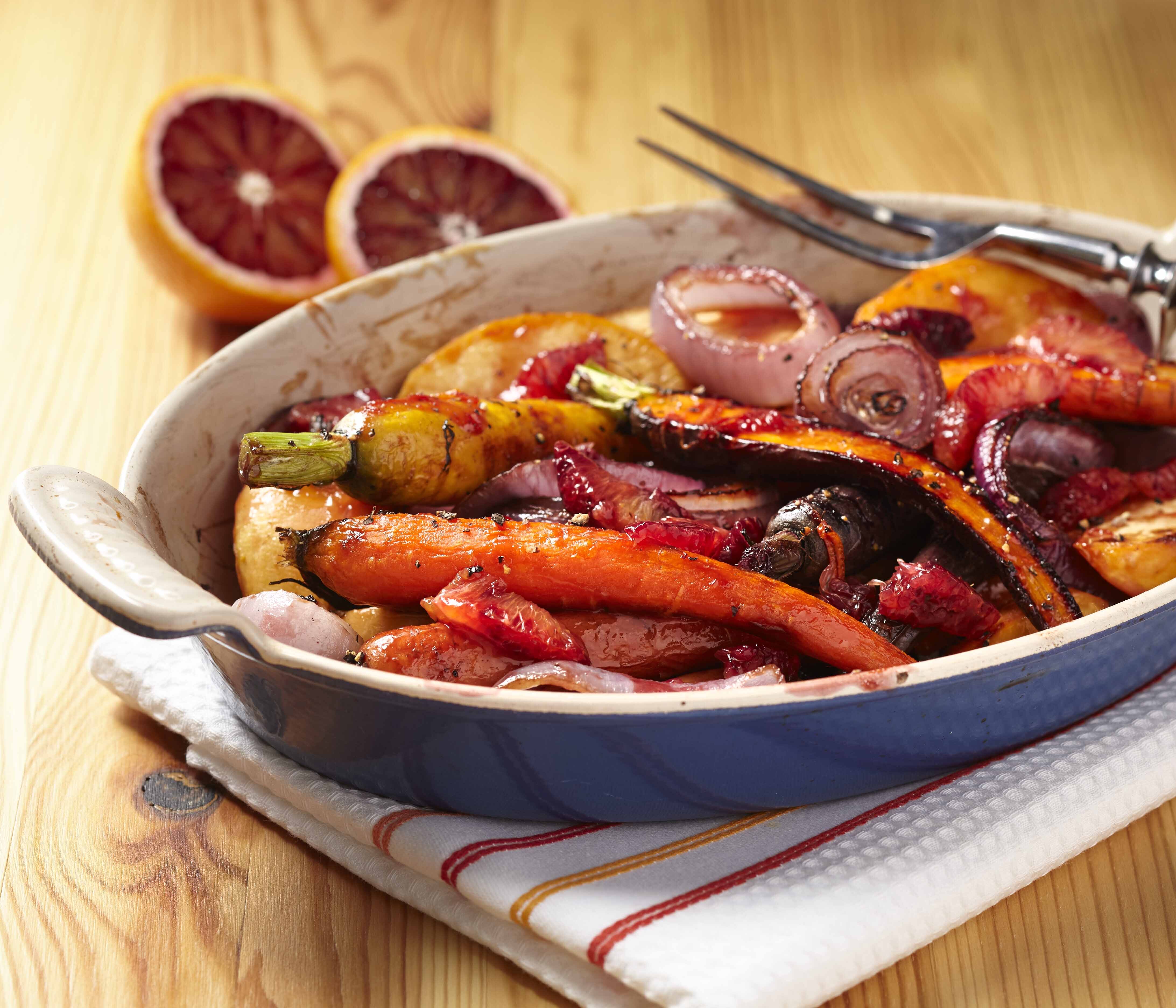 Blood Orange and Maple Roasted Winter Vegetables